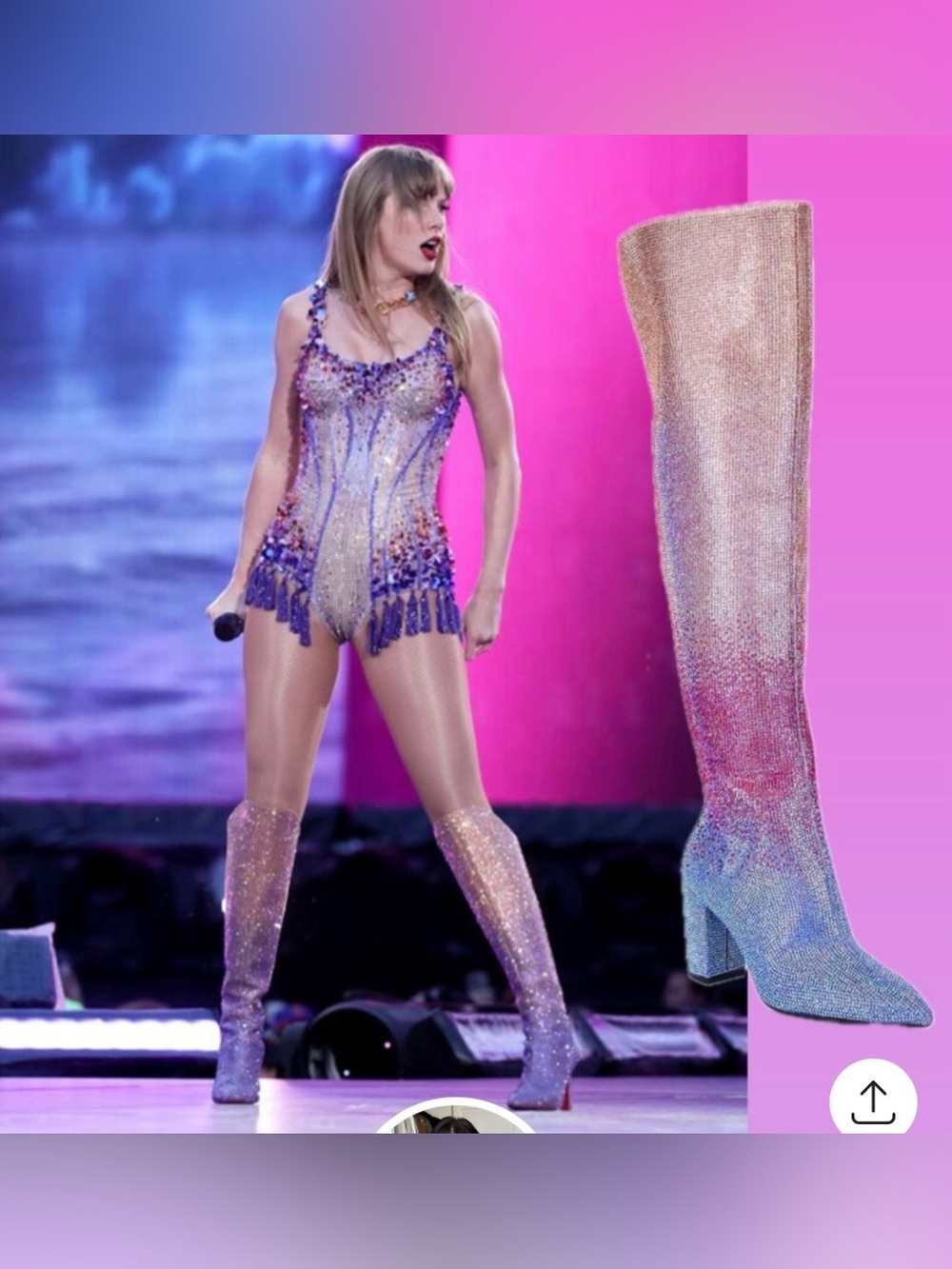 Size 7 Crystal gradient embellished GB brand over the knee boot - Picture 2 of 13
